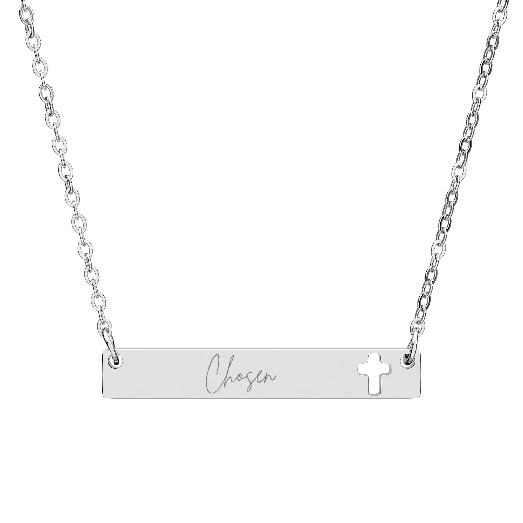 Chosen Cutout Cross Bar Necklace (Engraving)