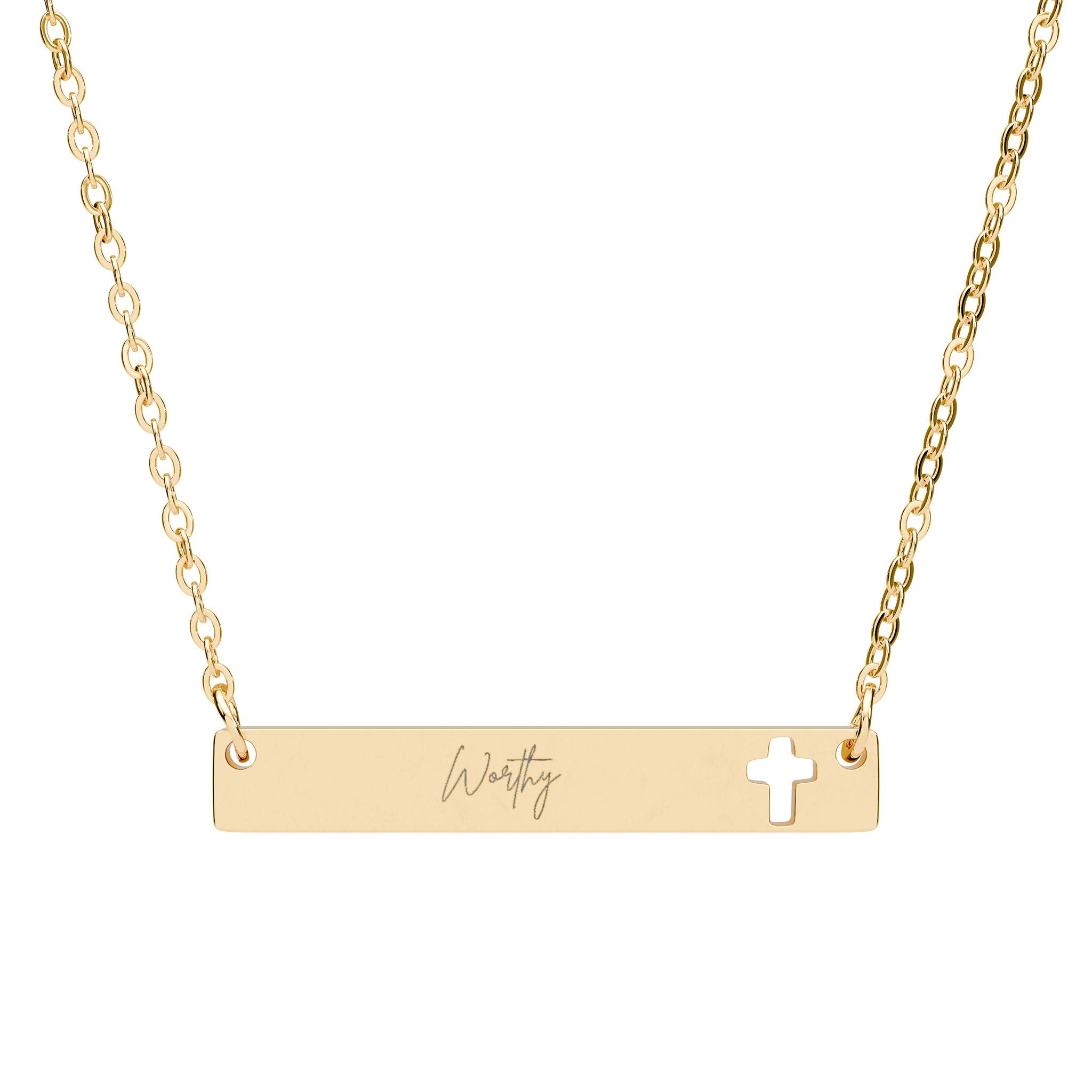 Worthy Cutout Cross Bar Necklace (Engraving)