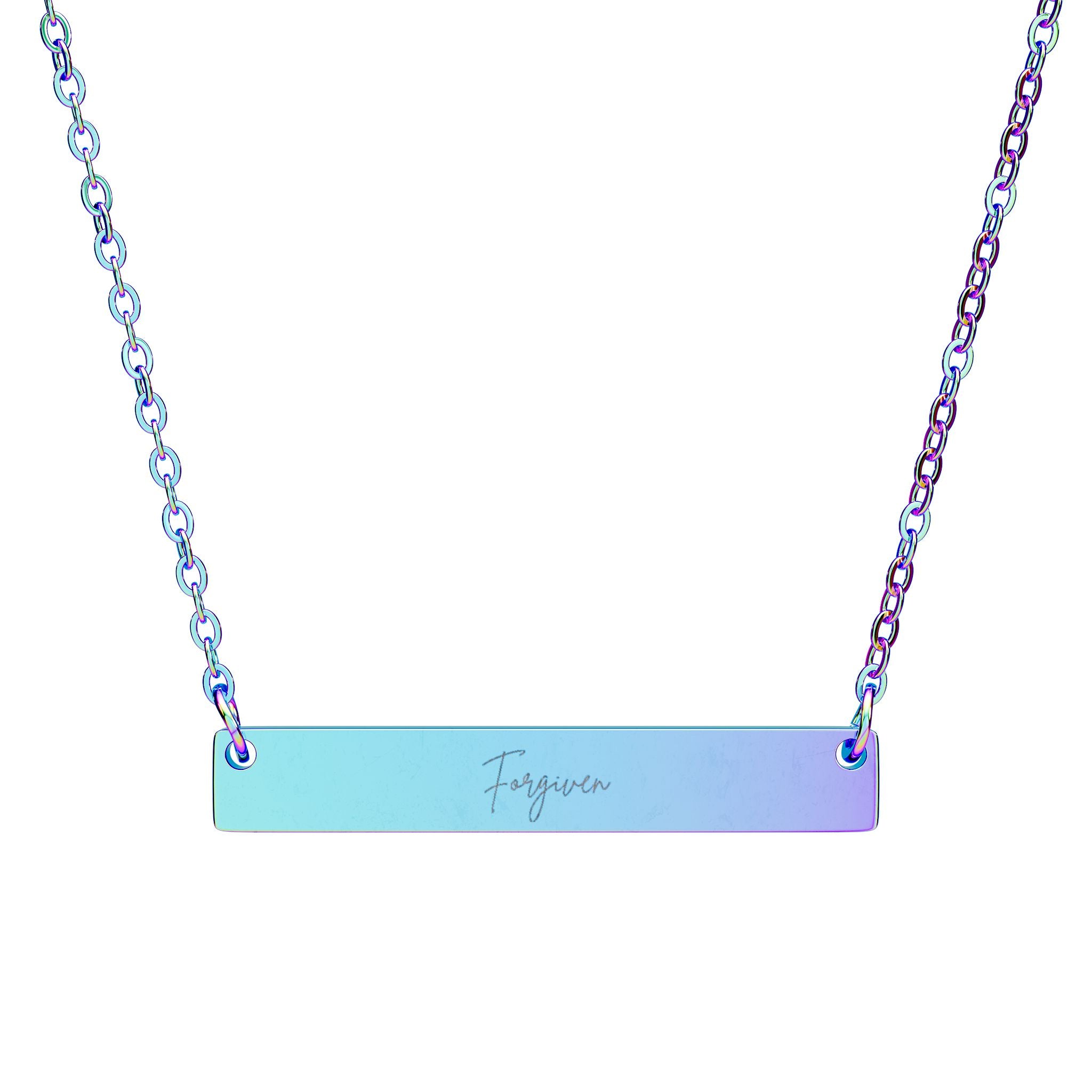 Forgiven Horizontal Bar Necklace (Engraving)
