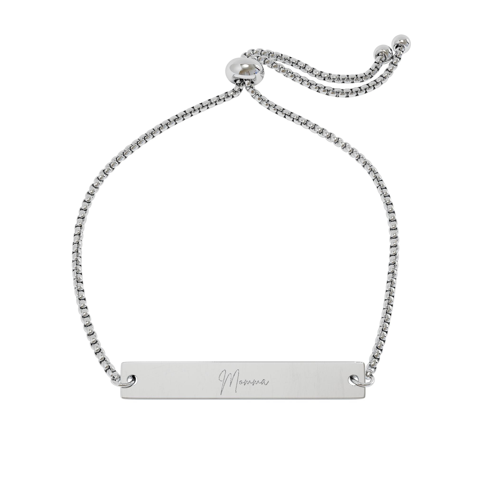 Momma Adjustable Flat Bar Bracelet (Engraving)