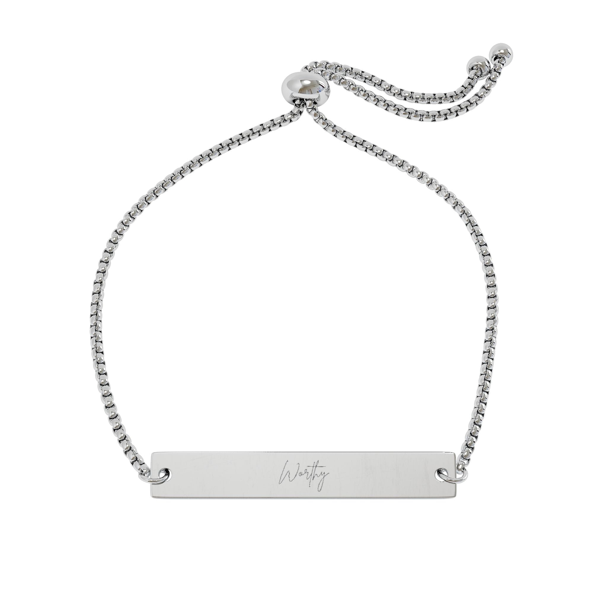 Worthy Adjustable Flat Bar Bracelet (Engraving)