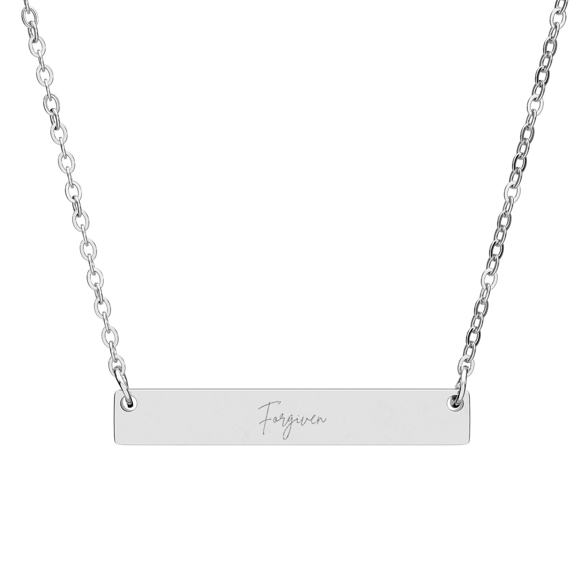 Forgiven Horizontal Bar Necklace (Engraving)