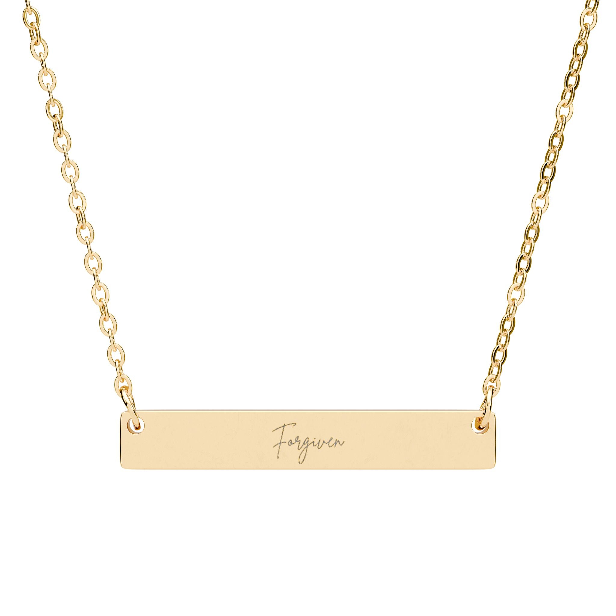 Forgiven Horizontal Bar Necklace (Engraving)