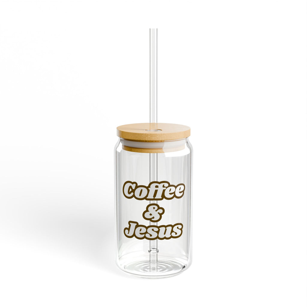Coffee & Jesus Sipper Glass, 16oz