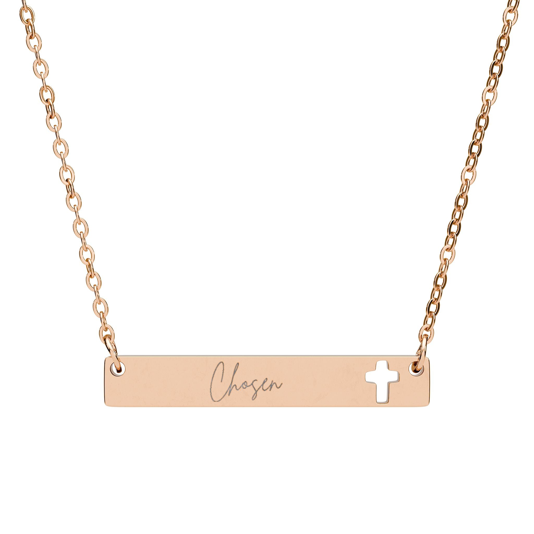 Chosen Cutout Cross Bar Necklace (Engraving)
