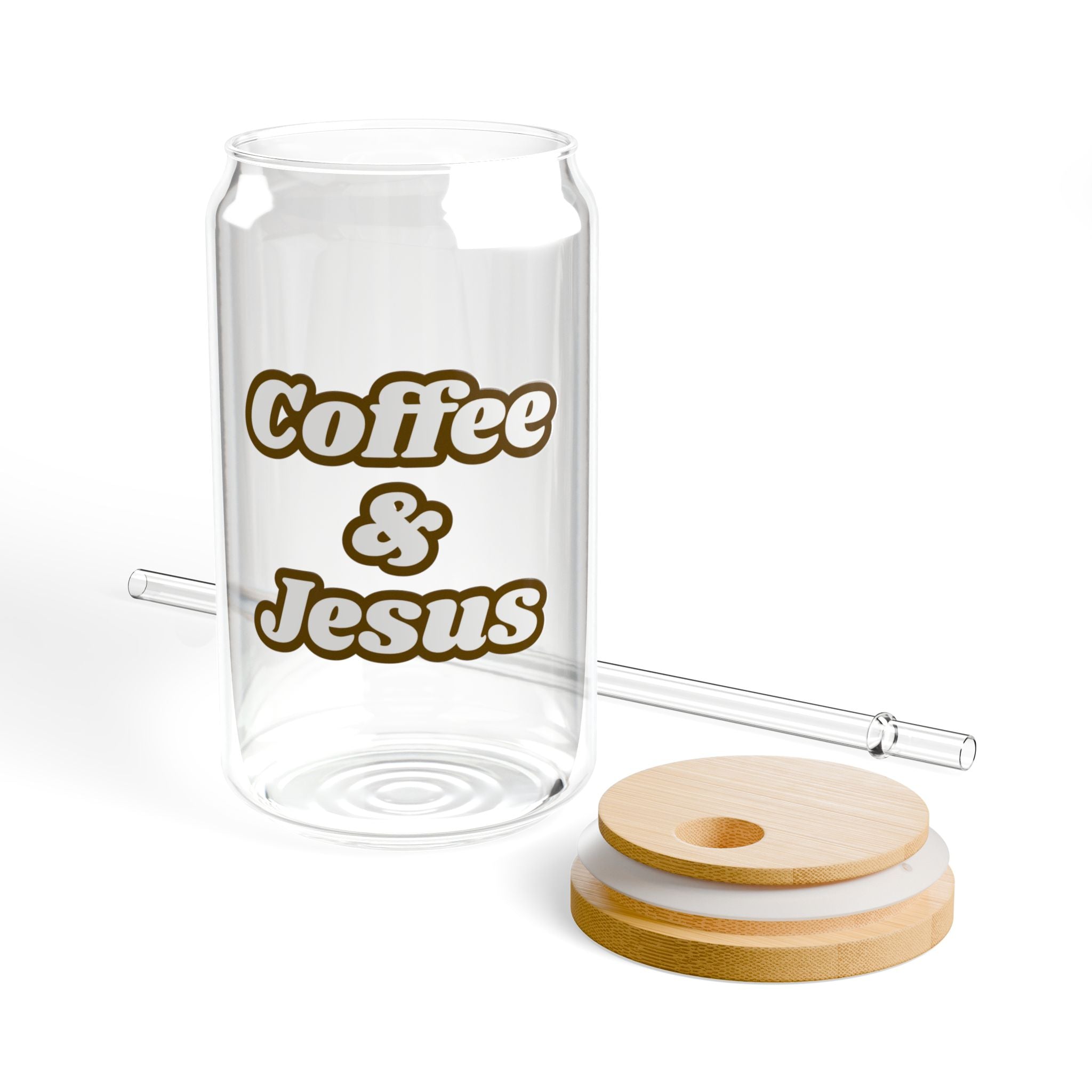 Coffee & Jesus Sipper Glass, 16oz